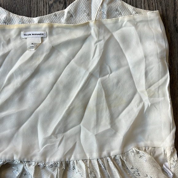 Club Monaco Top White and Silver Metallic Peplum Top Size Medium Spaghetti Strap - Picture 10 of 10